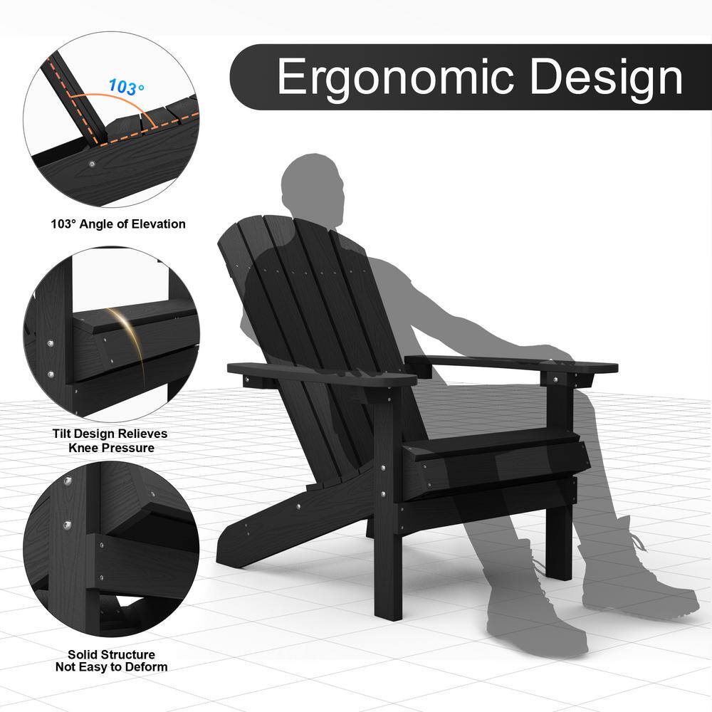Black Plastic Adirondack Armchairs Set of 2