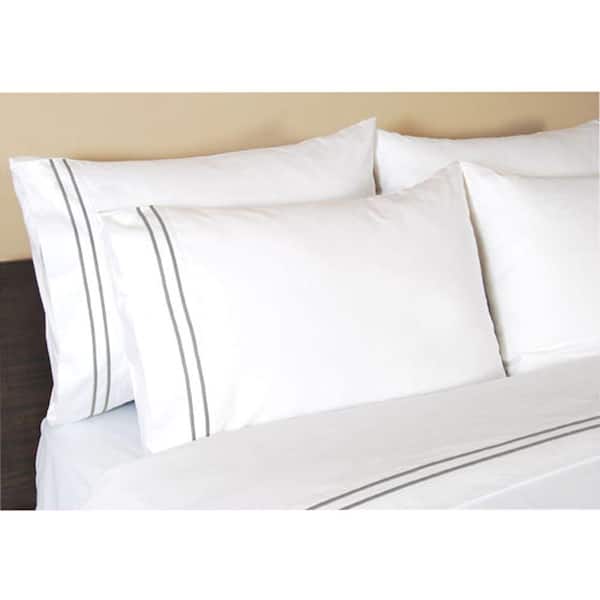 Home Decorators Collection Embroidered Grant Gray Standard Pillowcases