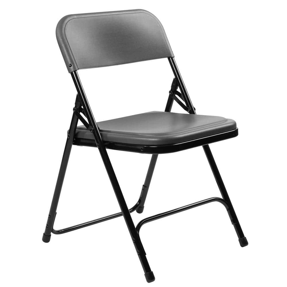 Pro-Line II Deluxe Folding Chairs with Ventilated Plastic Back, Coal (Set of 2)