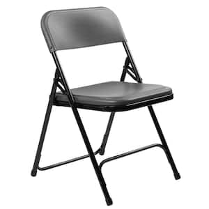 800 Charcoal Slate Plastic Premium Lightweight Metal Frame Folding Chair (4-Pack)