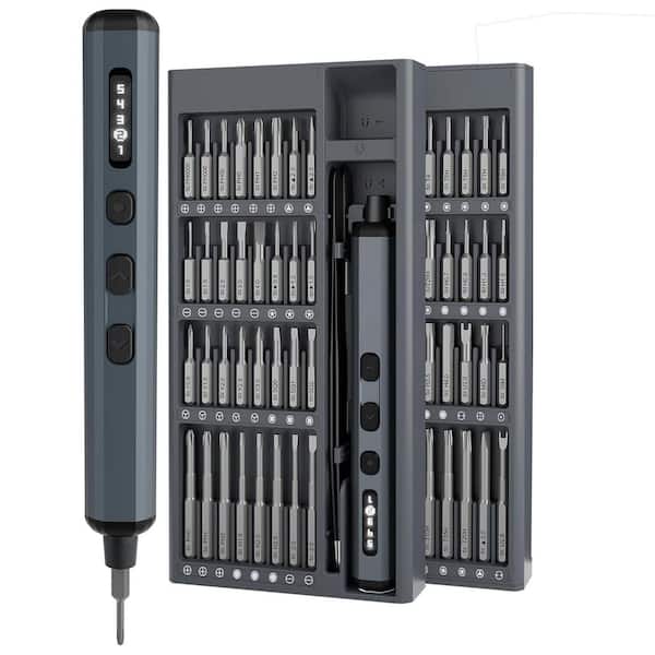 Mini Electric Screwdriver Set 70-in-1 Precision Kit with 5 Torque Levels 64 Magnetic Bits LED Light Cordless Tools