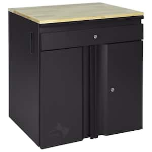 Heavy Duty 28 in. W x 32 in. H x 21.5 in. D Welded 20-Gauge 1-Drawer 2-Door Garage Base Freestanding Cabinet in Black