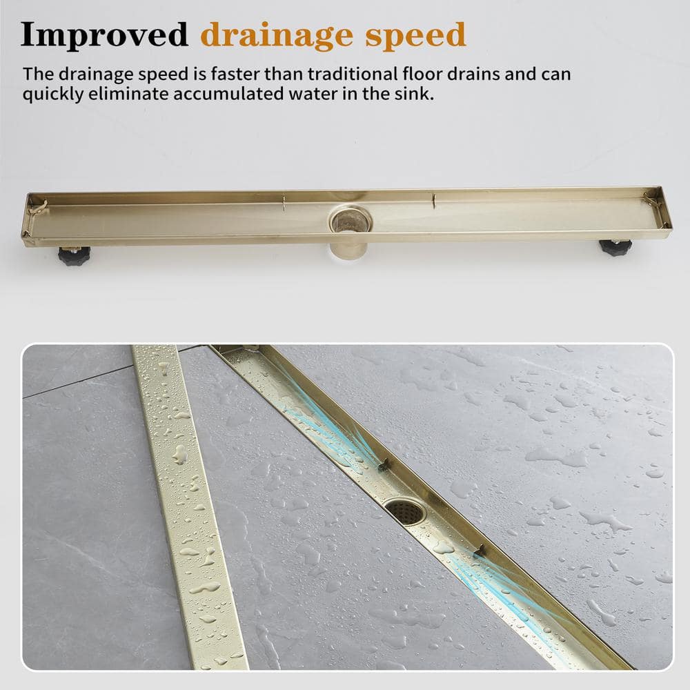 32'' Brushed Gold Stainless Steel Linear Shower Drain