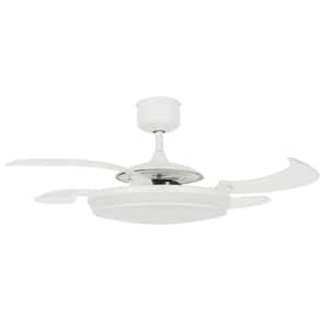 Evo1 White Retractable 4-blade 48 in. LED Ceiling Fan with Light and Remote Control