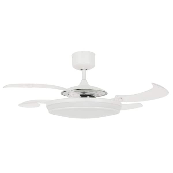 Fanaway Evo1 White Retractable 4-blade 48 in. LED Ceiling Fan with Light and Remote Control