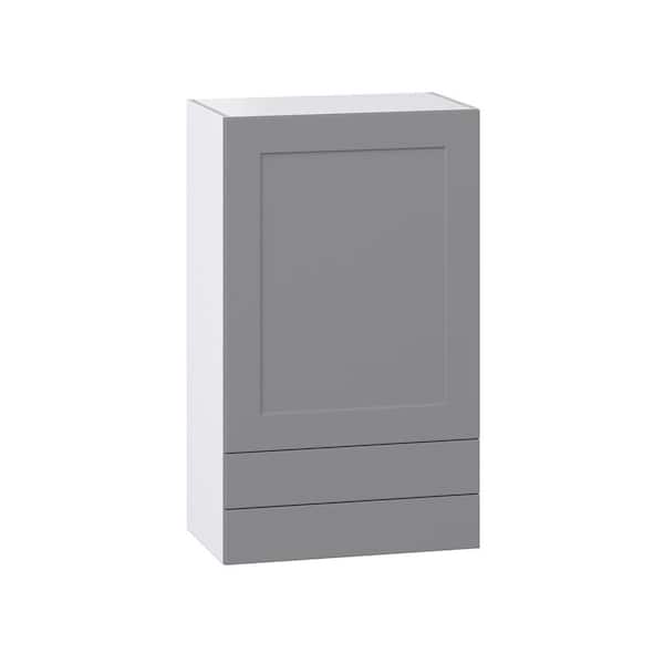 J COLLECTION Bristol Painted 24 in. W x 40 in. H x 14 in. D Slate Gray Shaker Assembled Wall Kitchen Cabinet with 2-Drawers