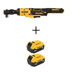 ATOMIC 20V MAX Lithium-Ion 1/2 in. Cordless Ratchet with (2) 20V MAX Premium Lithium-Ion 5.0 Ah Battery Packs