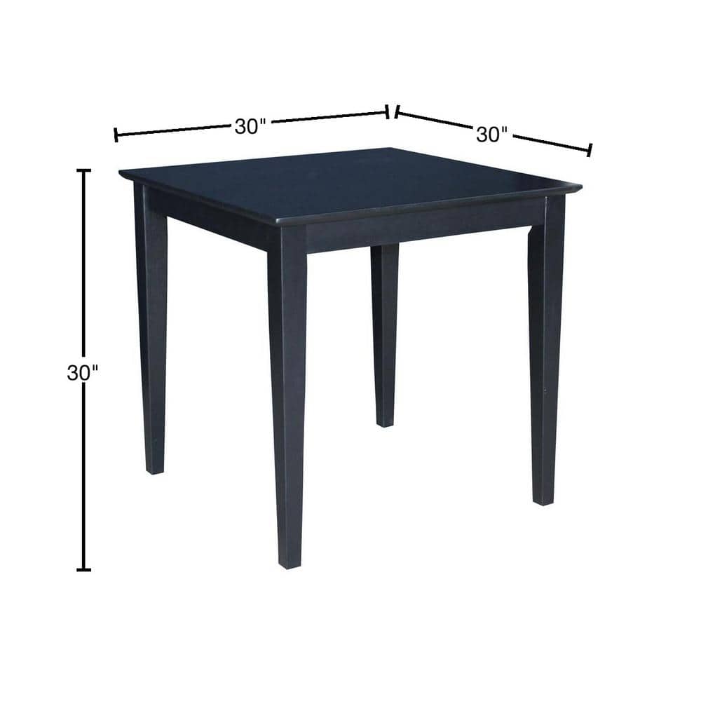 Petite Black Solid Wood Square Dining Table with Tapered Legs