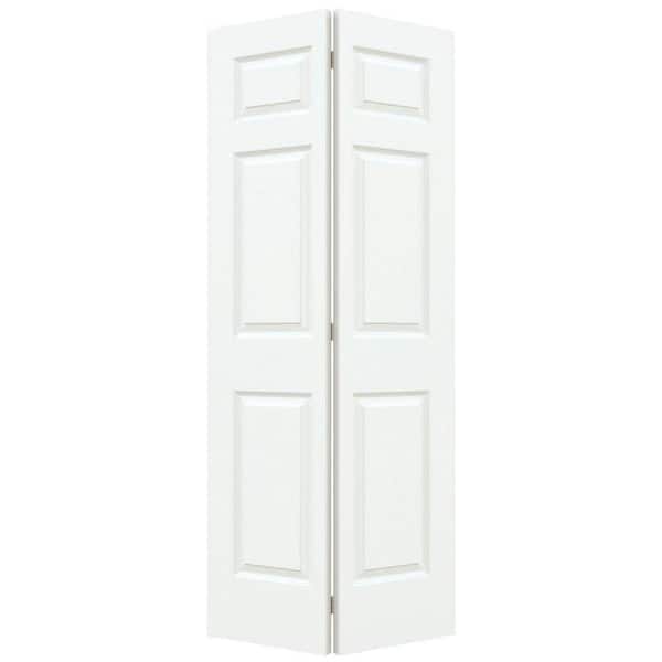 JELD-WEN 30 in. x 80 in. 6 Panel Colonial Primed Textured Molded Composite Closet Bi-Fold Door