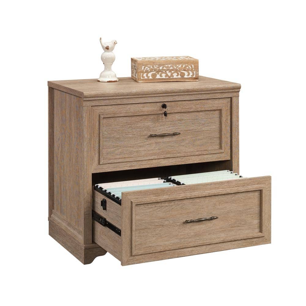 Brushed Oak 2-Drawer Lockable Lateral File Cabinet