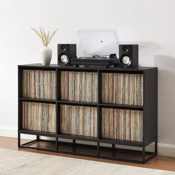 CROSLEY FURNITURE Enzo Black Record Storage Media Console CF1129