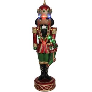 22 in. Musical Christmas African American Nutcracker with Bright Multi-Color LED Lights