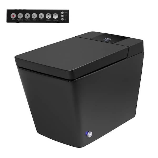 Elongated Bidet Toilet 1.28 GPF in Black with Foot Sensor, Auto Flush, Heated Seat, Warm Dryer and Intelligent Display