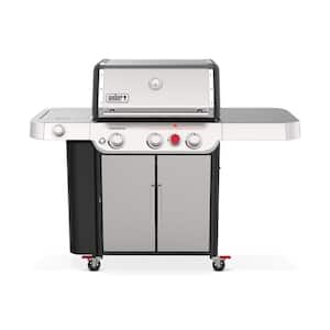 Genesis S-335 3-Burner Propane Gas Grill in Stainless Steel with Side Burner