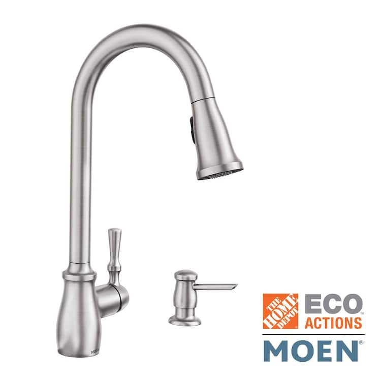 MOEN Fieldstone Single-Handle Pull-Down Sprayer Kitchen Faucet with Reflex and Power Clean in Spot Resist Stainless