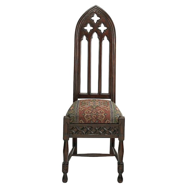 Design Toscano Viollet-le-Duc Brown Mahogany Cathedral Side Chair