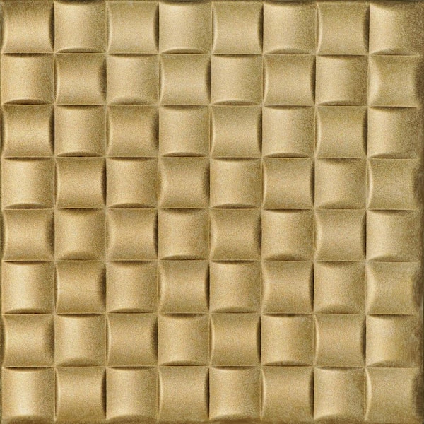 A La Maison Ceilings Cobblestone Light Brass 1.6 ft. x 1.6 ft. Decorative Foam Glue Up Ceiling Tile (21.6 sq. ft./Case)
