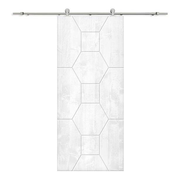 CALHOME 24 in. x 80 in. White Stained Pine Wood Modern Interior Sliding Barn Door with Hardware Kit