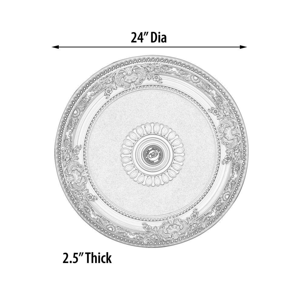 Cream Antique Polystyrene Round Ceiling Medallion, 24 Inches
