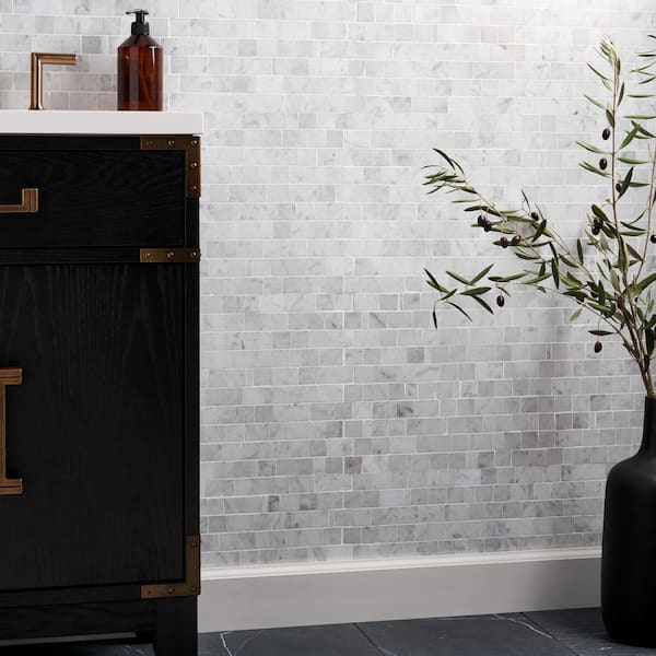 Heritage Bianco Carrara 12 in. x 12 in. Hand Clipped Joint Honed Marble Mosaic Floor and Wall Tile (1 sq. ft./ Sheet)