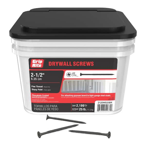 Grip Rite 8 X 2 12 In 2 Phillips Bugle Head Fine Thread Drywall Screws 25 Lb Bucket 6012