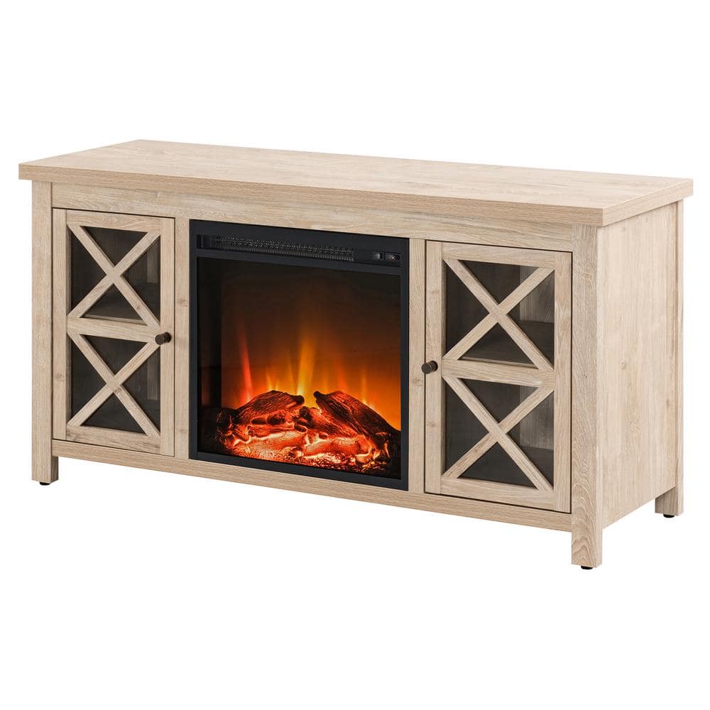 Meyer&Cross Colton 47.75 in. White Oak TV Stand with Log Fireplace ...