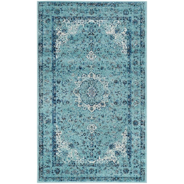 SAFAVIEH Evoke Doormat 3 ft. x 5 ft. Light Blue Border Area Rug