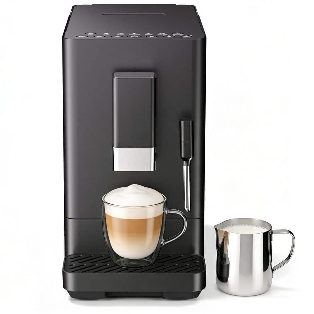 2-Cup Black Fully Automatic Espresso Coffee Maker, Adjustable Grinder, Self-Cleaning Function, Manual Milk Frothing price history on PriceWatchPro