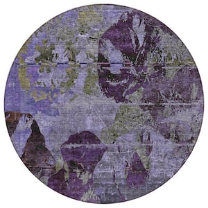 Chantille ACN555 Purple 8 ft. x 8 ft. Round Machine Washable Indoor/Outdoor Geometric Area Rug