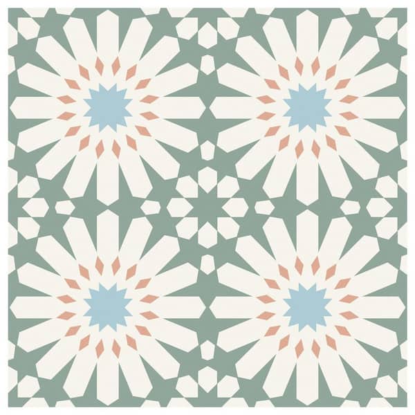 Green and White Floral 7.87 in. x 7.87 in. Vinyl Peel and Stick Backsplash 20-Pack