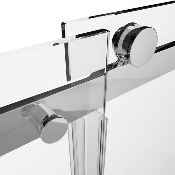 MEDUNJESS Aaby 56-60 in. W x 76 in. H Sliding Frameless Shower Door in Nickel with 5/16 in. (8 mm) Clear Glass