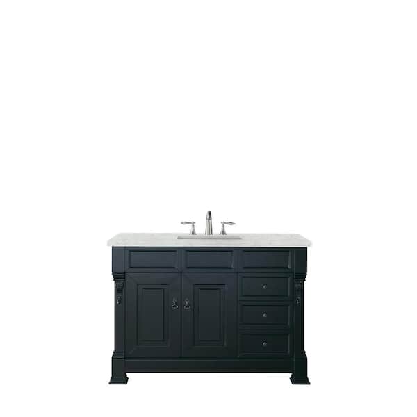 James Martin Vanities Brookfield 48 in. W x 23.5 in. D x 34.3 in. H Single Bath Vanity in Antique Black with Eternal Jasmine Pearl Quartz Top