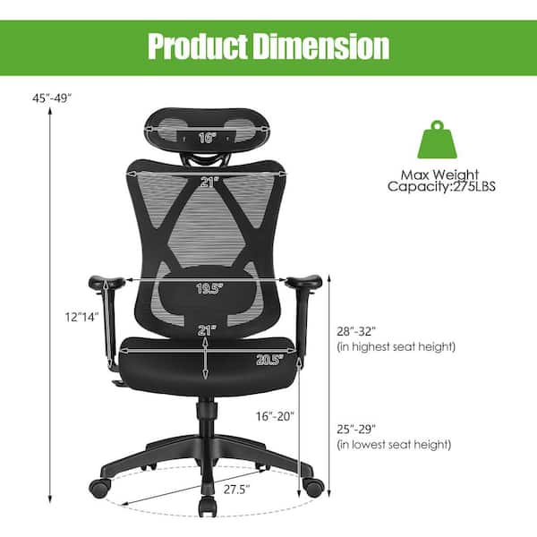 Costway Ergonomic High Back Mesh Office Chair w/Adjustable