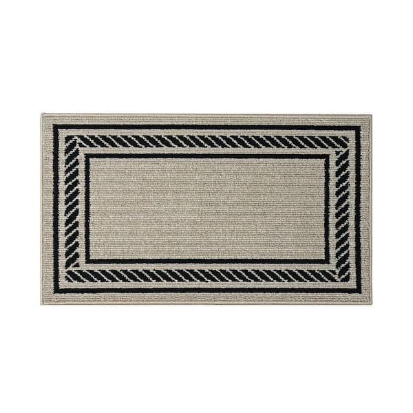 Rope Border Natural Twist/Black 2 ft. x 4 ft. Tufted Border Polypropylene Accent Rug