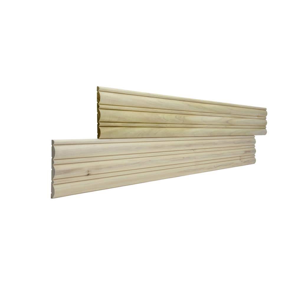 5" x 47.5" Unfinished Beige Hardwood Reeded Wall Panel