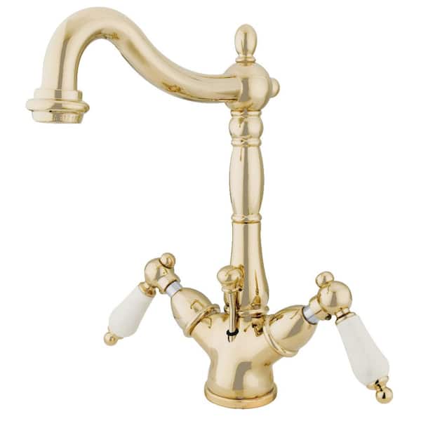 Kingston Brass Heritage Single Hole 2-Handle Bathroom Faucet in Polished Brass