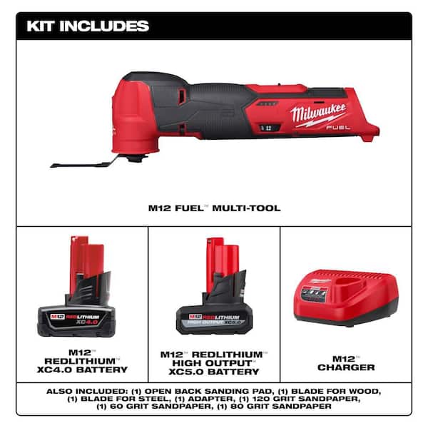 M12 FUEL 12V Lithium-Ion Cordless Oscillating Multi-Tool Kit with Batteries, Charger, Accessories and Tool Bag
