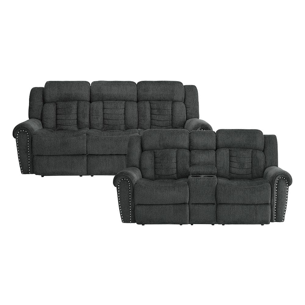 Casoria 88 in. W. Round Arm Chenille Rectangle 2-Piece Manual Reclining Sof