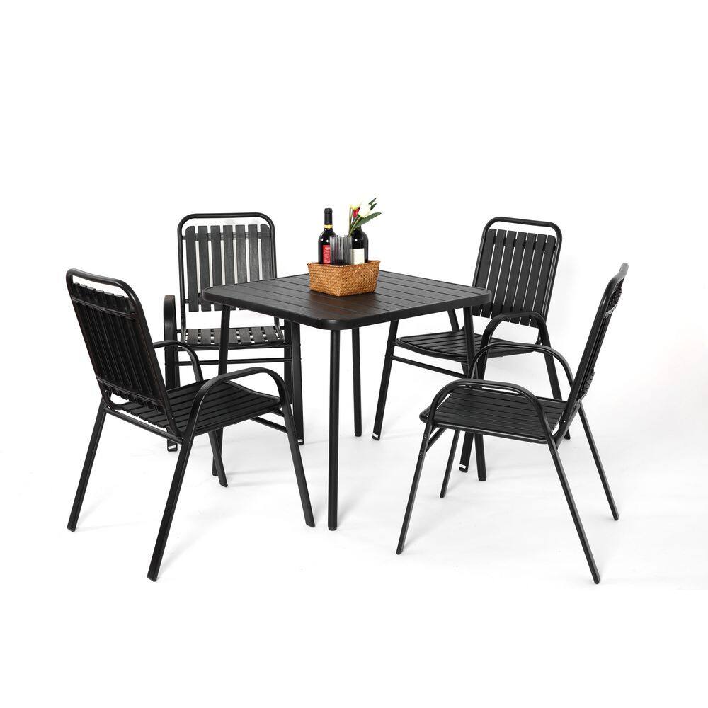 5-Piece Plastic chair and steel table Outdoor Dining Set in Black for Garden Patio price history on PriceWatchPro