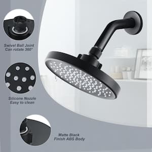 1-Spray Patterns with 1.8 GPM 6 in. Wall Mount Rain Fixed Shower Head with 360° Rotatable Joint in Matte Black