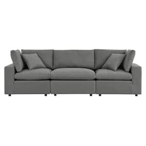 Commix Aluminum Overstuffed Outdoor Patio Couch with Charcoal Cushion