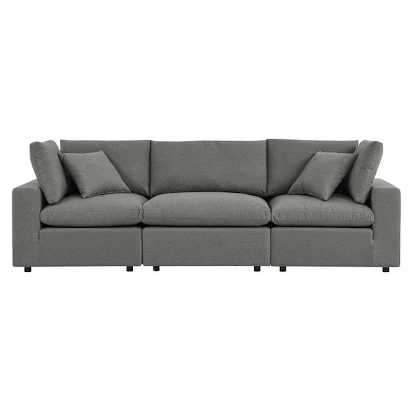 MODWAY Commix Aluminum Overstuffed Outdoor Patio Couch with Charcoal Cushion