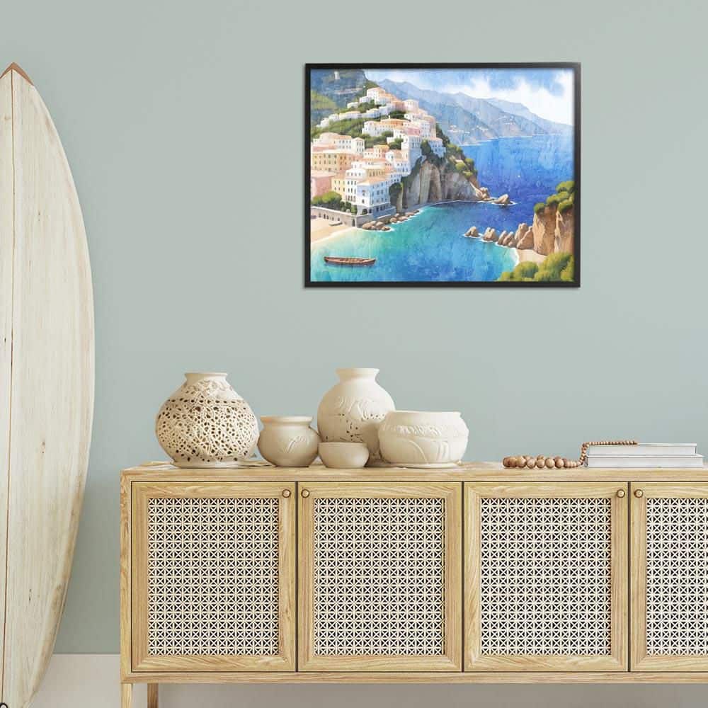 UPC 199235920891 product image for Vibrant Coastal Seascape by Kim Allen Black Framed Nature Giclee Art Print 24 in | upcitemdb.com