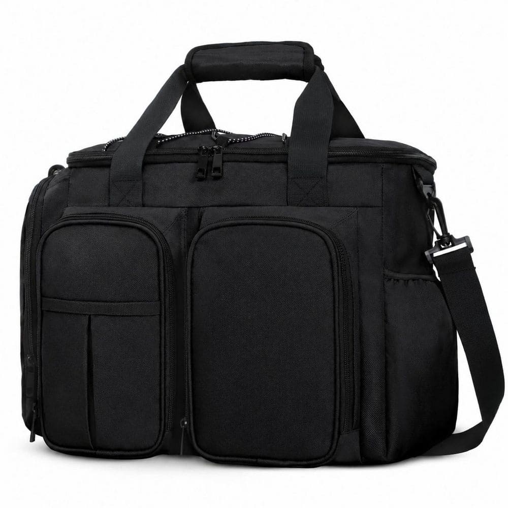 Black Lunch Bag Cooler with Insulated Leakproof Design, Multiple Pockets and Adjustable Shoulder Strap