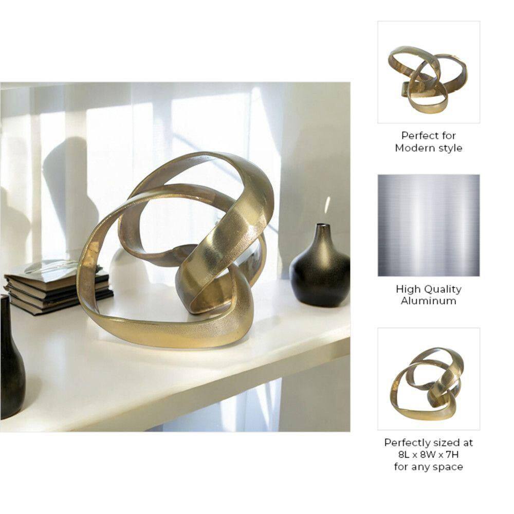 Gold Aluminum Abstract Knot Sculpture, 7"