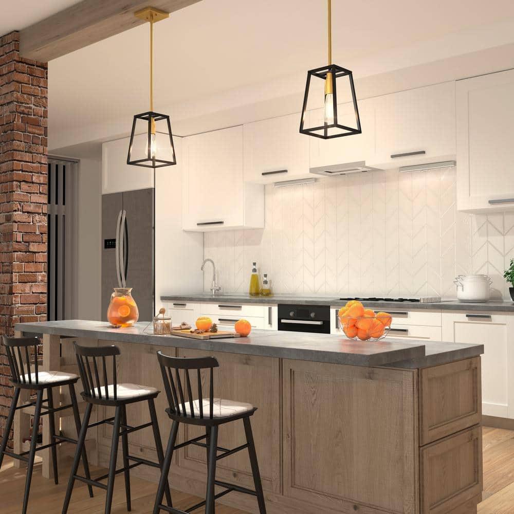 Carter 1 Modern Mini Pendant Light in Black and Gold