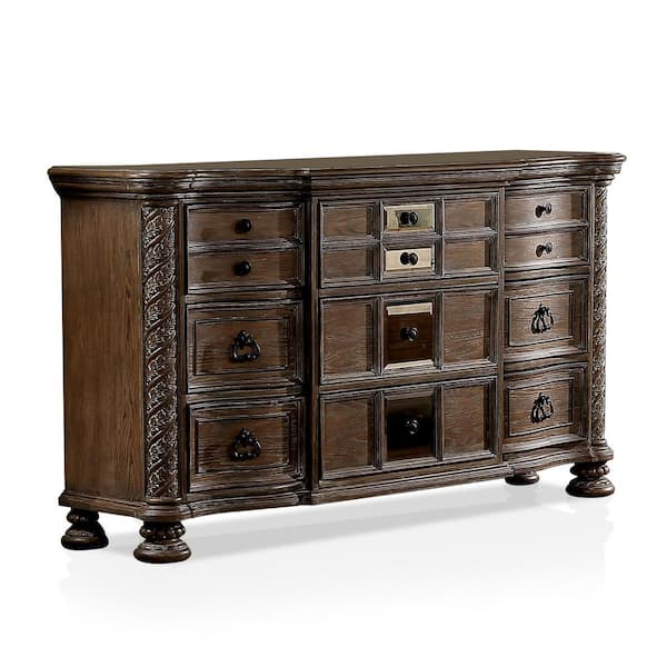 Furniture of America Nevva 9-Drawer Rustic Natural Tone Dresser (38 in. H x 66 in. W x 18.5 in. D)