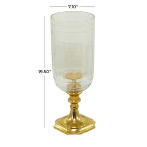 20 in. Gold Aluminum Metal Single Candle Hurricane Lamp