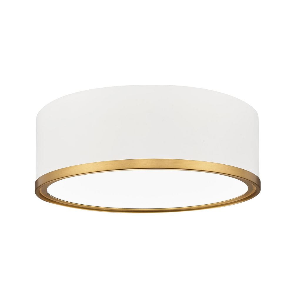 Bradley 12.25 in. Matte White + Modern Gold Integrated LED 1 Light Flush Mo
