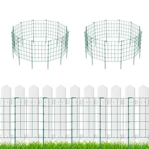 23.2 in. x 12.2 in. Garden Fence Enclosure, Rustproof Wire Border Animal Barrier, Green (35-Pieces)